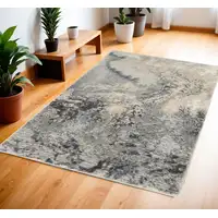 Photo of Gray Blue and Ivory Abstract Area Rug