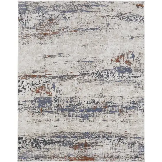 Gray Blue and Ivory Abstract Power Loom Area Rug Photo 5