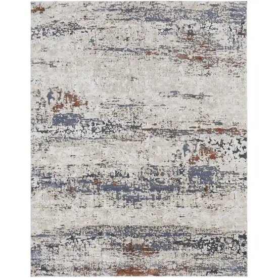 Gray Blue and Ivory Abstract Power Loom Area Rug Photo 2