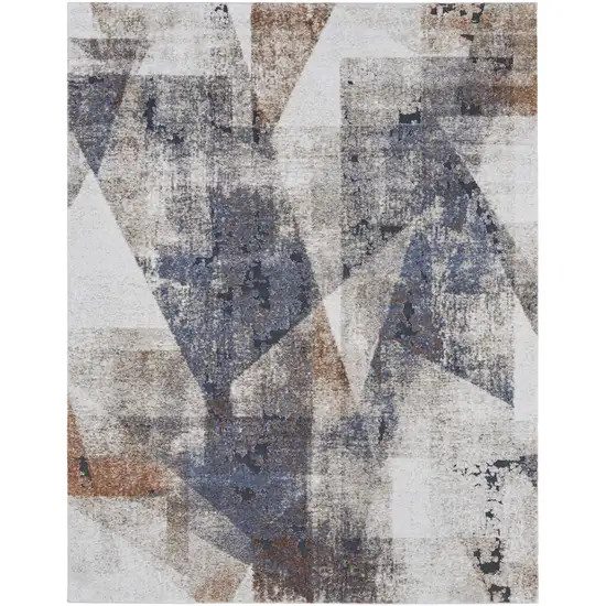 Gray Blue and Ivory Checkered Power Loom Area Rug Photo 4