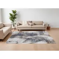 Photo of Gray Blue and Ivory Checkered Power Loom Area Rug