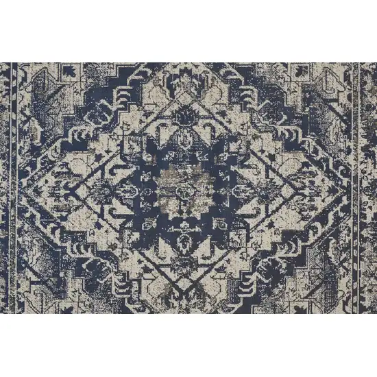 Gray Blue and Ivory Oriental Power Loom Area Rug Photo 9