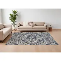 Photo of Gray Blue and Ivory Oriental Power Loom Area Rug