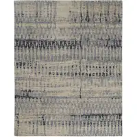 Photo of Gray Blue and Ivory Wool Abstract Hand Knotted Area Rug