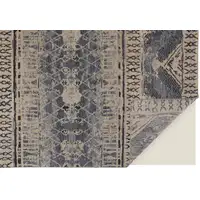 Photo of Gray Blue and Ivory Wool Floral Hand Knotted Area Rug