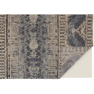 Photo of Gray Blue and Ivory Wool Floral Hand Knotted Area Rug