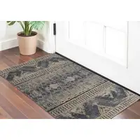 Photo of Gray Blue and Ivory Wool Floral Hand Knotted Area Rug