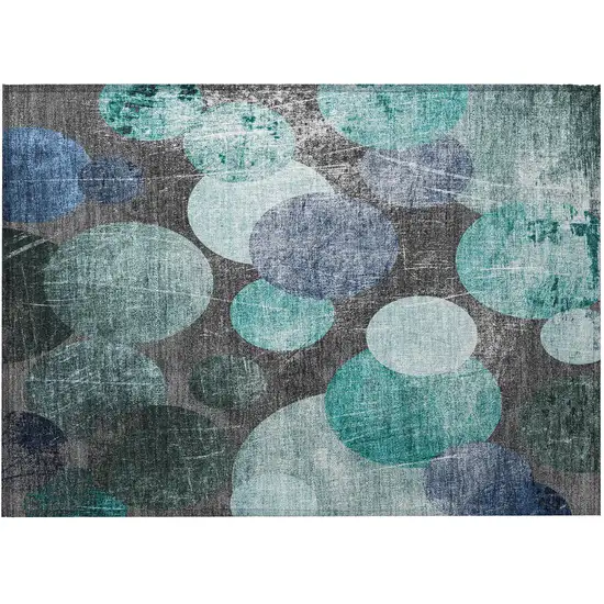 Gray Blue and Purple Abstract Washable Non Skid Indoor Outdoor Area Rug Photo 4