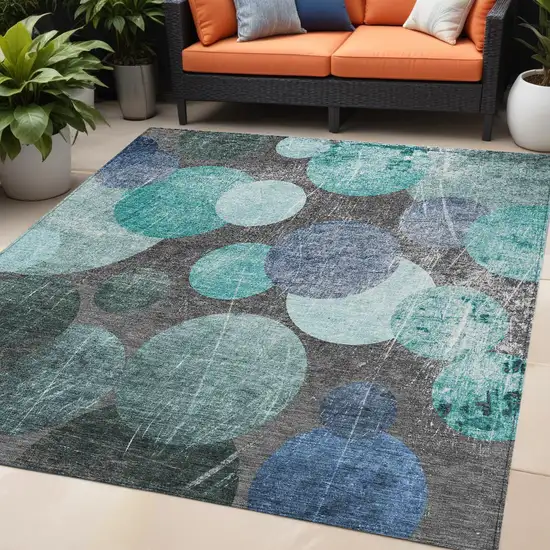 Gray Blue and Purple Abstract Washable Non Skid Indoor Outdoor Area Rug Photo 1