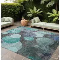 Photo of Gray Blue and Purple Abstract Washable Non Skid Indoor Outdoor Area Rug