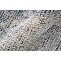 Photo of Gray Blue and Taupe Abstract Hand Woven Distressed Area Rug With Fringe