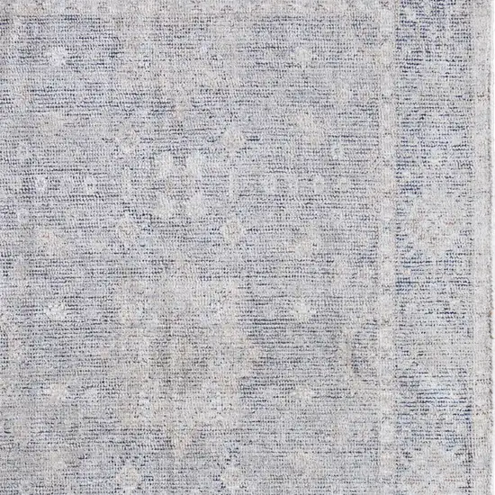 Gray Blue and Taupe Abstract Hand Woven Distressed Area Rug With Fringe Photo 9