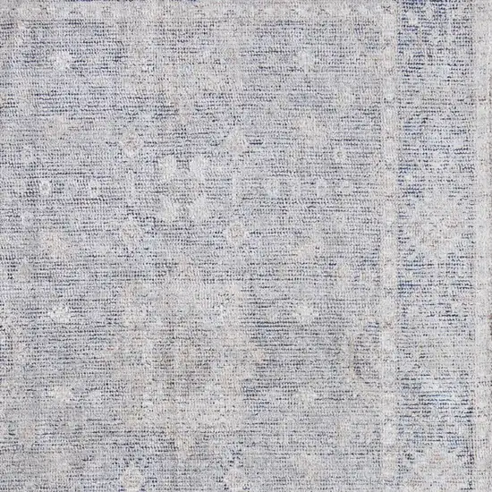 Gray Blue and Taupe Abstract Hand Woven Distressed Area Rug With Fringe Photo 9