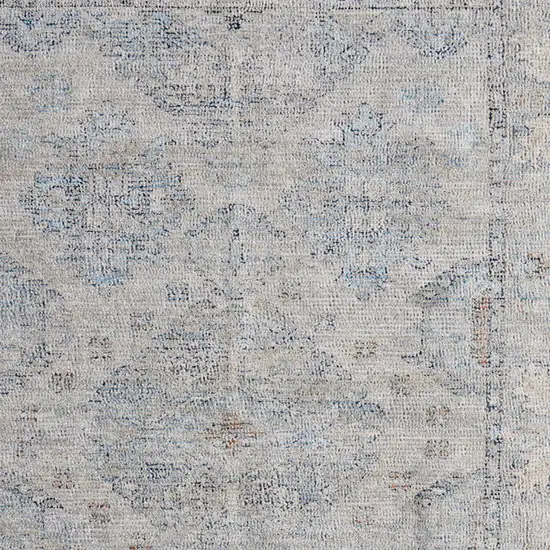 Gray Blue and Taupe Oriental Hand Woven Distressed Area Rug With Fringe Photo 9