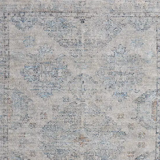 Gray Blue and Taupe Oriental Hand Woven Distressed Area Rug With Fringe Photo 9