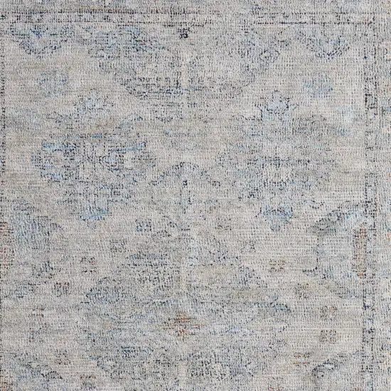 Gray Blue and Taupe Oriental Hand Woven Distressed Area Rug With Fringe Photo 9