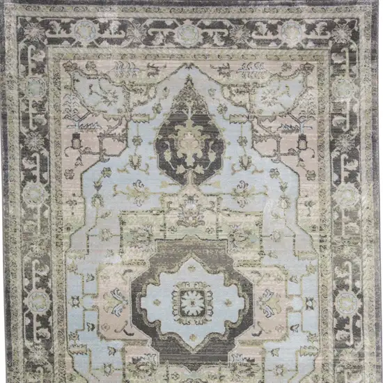 Gray Blue and Taupe Oriental Power Loom Area Rug Photo 9