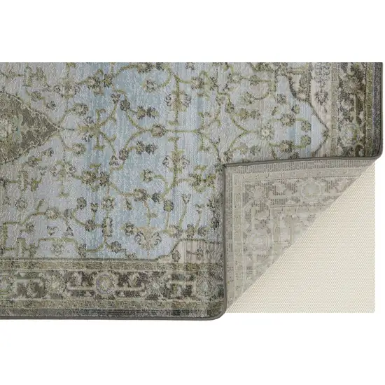 Gray Blue and Taupe Oriental Power Loom Area Rug Photo 6