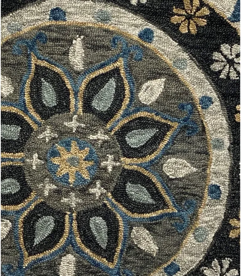 Gray Border Floral Medallion Area Rug Photo 3