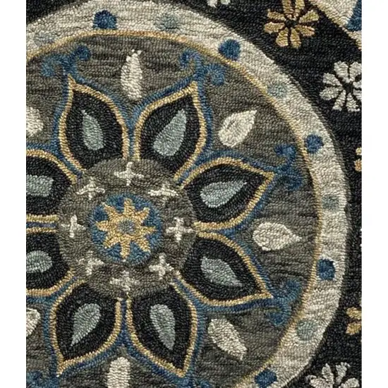 Gray Border Floral Medallion Area Rug Photo 3