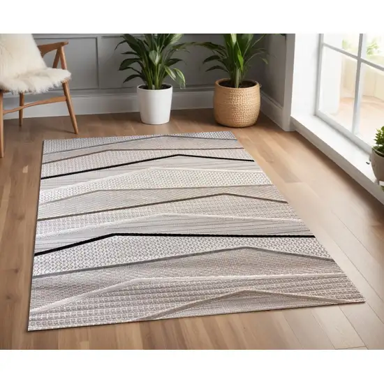 Gray Brown and Beige Abstract Area Rug Photo 8