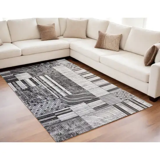 Gray Brown and Beige Abstract Area Rug Photo 1