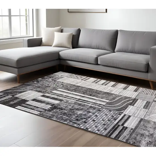 Gray Brown and Beige Abstract Area Rug Photo 1