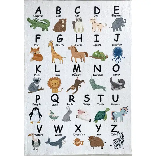 Gray Brown and Green Juvenile Alphabet Youthful Area Rug Photo 1