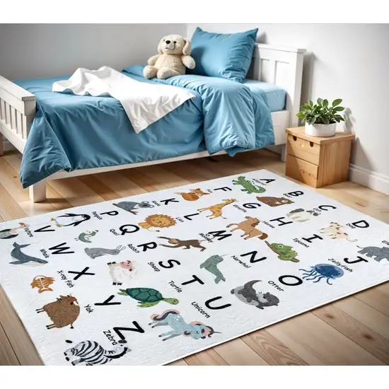 Gray Brown and Green Juvenile Alphabet Youthful Area Rug Photo 2