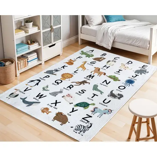 Gray Brown and Green Juvenile Alphabet Youthful Area Rug Photo 2