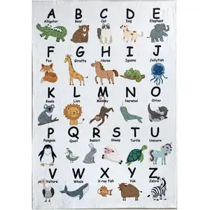 Photo of Gray Brown and Green Juvenile Alphabet Youthful Area Rug