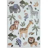 Photo of Gray Brown and Green Juvenile Zoo Animals Youthful Area Rug