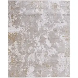 Photo of Gray Brown and Ivory Abstract Power Loom Area Rug