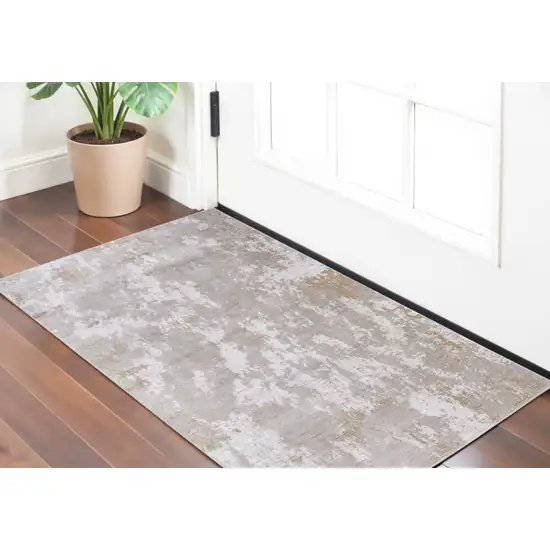 Gray Brown and Ivory Abstract Power Loom Area Rug Photo 1