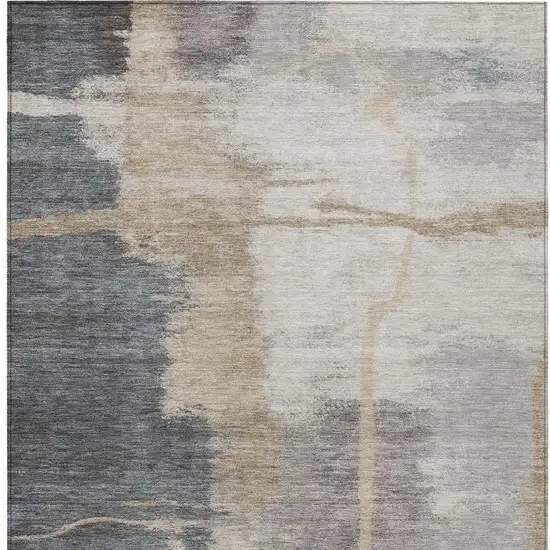 Gray Charcoal And Beige Abstract Washable Indoor Outdoor Area Rug Photo 7