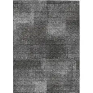 Photo of Gray Charcoal And Ivory Abstract Washable Indoor Outdoor Area Rug