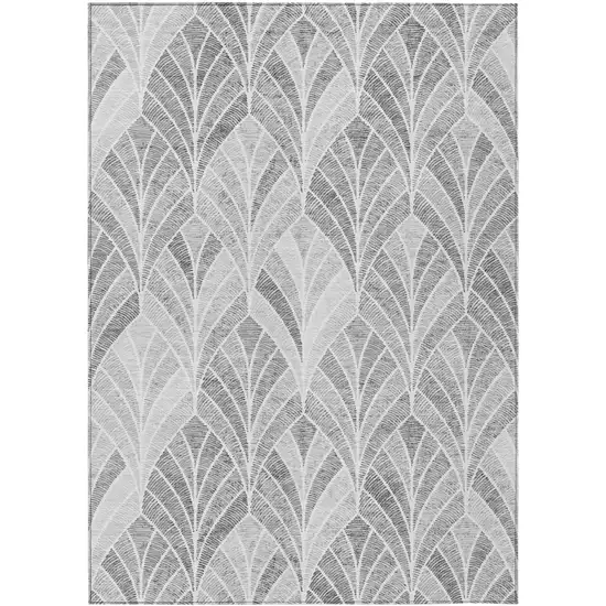 Gray Charcoal And Ivory Geometric Washable Indoor Outdoor Area Rug Photo 2