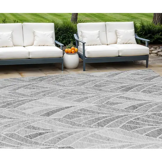 Gray Charcoal And Ivory Geometric Washable Indoor Outdoor Area Rug Photo 1