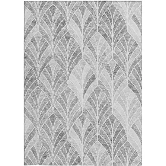 Gray Charcoal And Ivory Geometric Washable Indoor Outdoor Area Rug Photo 7