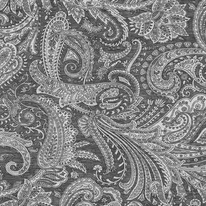 Photo of Gray Charcoal And Ivory Paisley Washable Indoor Outdoor Area Rug