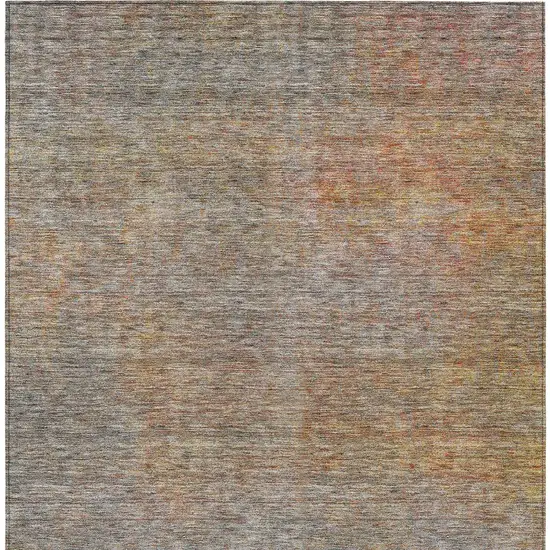 Gray Charcoal And Orange Abstract Washable Indoor Outdoor Area Rug Photo 5