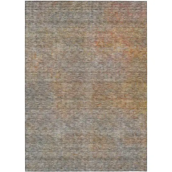 Gray Charcoal And Orange Abstract Washable Indoor Outdoor Area Rug Photo 2