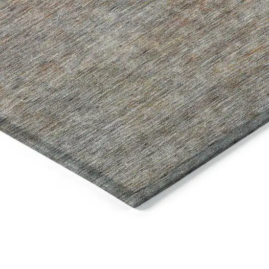 Gray Charcoal And Orange Abstract Washable Indoor Outdoor Area Rug Photo 5