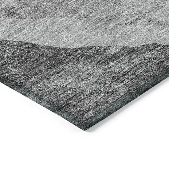 Gray Charcoal And Silver Abstract Washable Indoor Outdoor Area Rug Photo 5