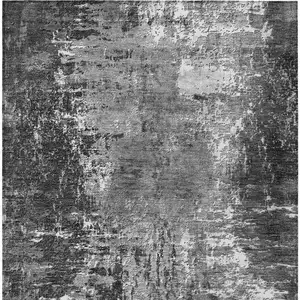 Photo of Gray Charcoal And Silver Abstract Washable Indoor Outdoor Area Rug