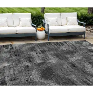 Photo of Gray Charcoal And Silver Abstract Washable Indoor Outdoor Area Rug