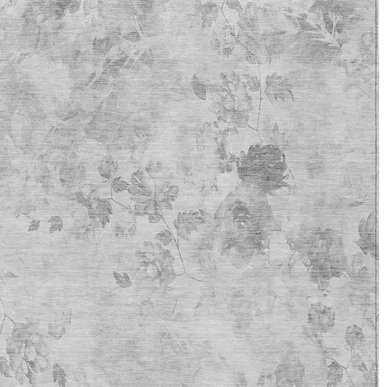 Gray Charcoal And Silver Floral Washable Indoor Outdoor Area Rug Photo 4