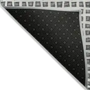 Photo of Gray Charcoal And Silver Geometric Washable Indoor Outdoor Area Rug