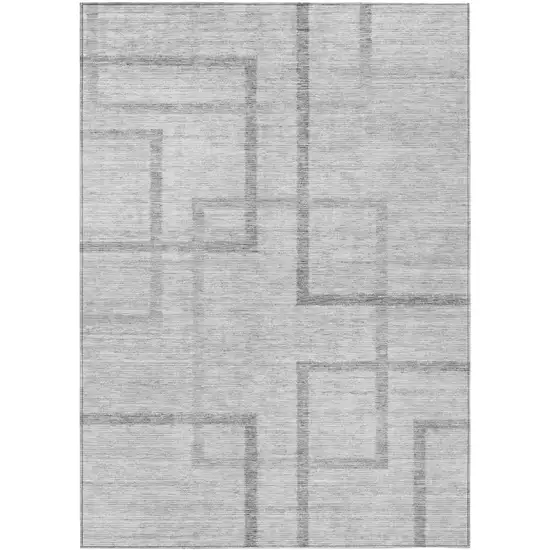 Gray Charcoal And Silver Geometric Washable Indoor Outdoor Area Rug Photo 2