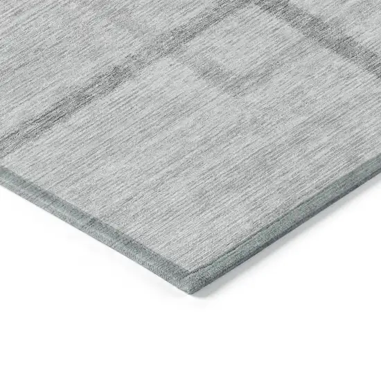 Gray Charcoal And Silver Geometric Washable Indoor Outdoor Area Rug Photo 5